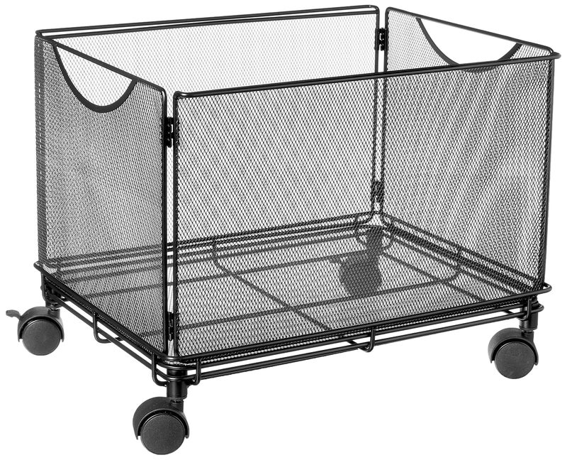 Safco Onyx Rolling Cart Desktop Tub File, Fits Letter-Size Hanging Folders, Collapsible Desk Organizer, Durable Steel Mesh Construction, Black - Image 1